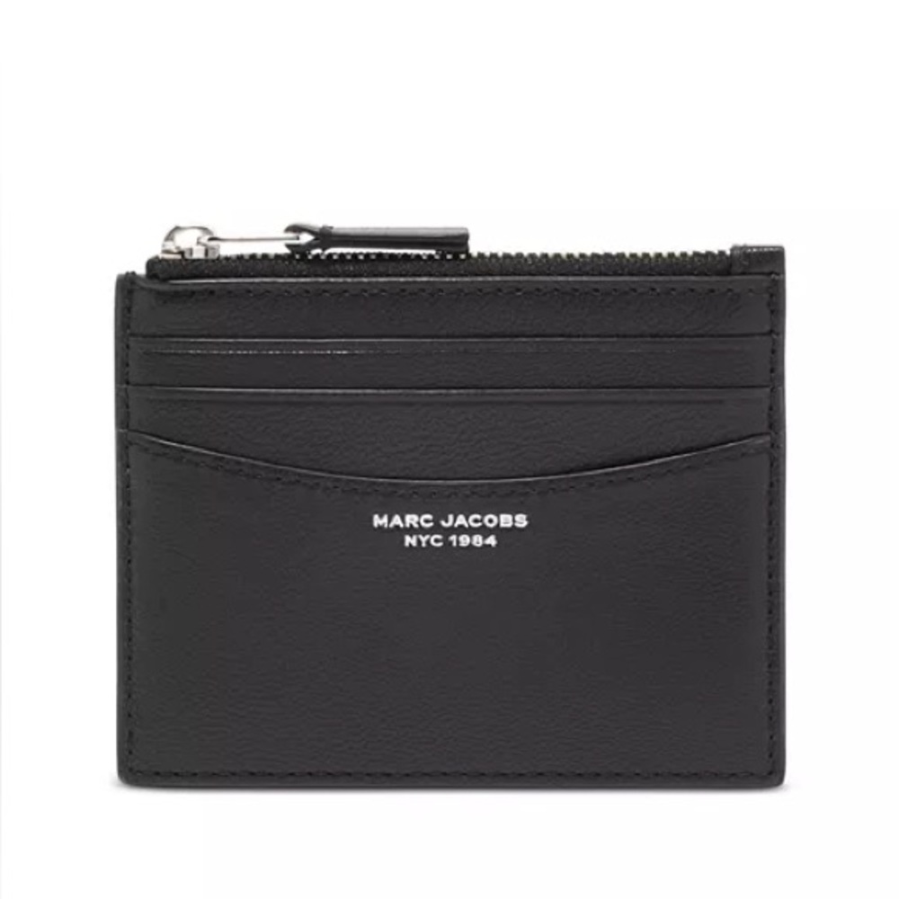 New Marc Jacobs Black Card Case wallet with zipper